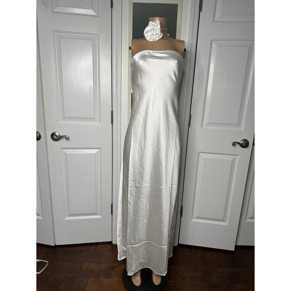 WeWoreWhat Revolve Strapless Silky Maxi Dress White Size 10 NWT MSRP $118 - Picture 4 of 13